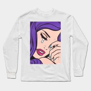 Purple Hair Crying Comic Girl Long Sleeve T-Shirt